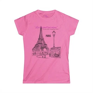 Paris Wein macht alles besser, Damen T-Shirt, Weinliebhaber Geschenk, Mütter Geschenk - Bild 1 von 13