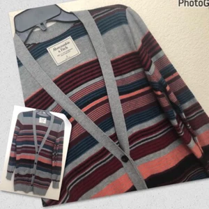 ABERCROMBIE & FITCH Womens Small Striped Cardigan Sweater Long Soft NWT $68 - Picture 1 of 17