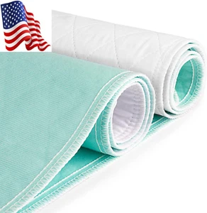 Waterproof Bed Pads Incontinence 34'' X 52'' (3 Pack) Washable Reusable Bedwetti - Picture 1 of 12