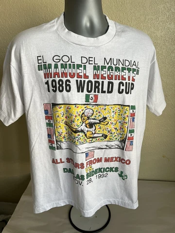 Vtg 1992 Negrete 1986 Mexico World Cup Soccer T-Shirt Mens XL Dallas Sidekicks Cover