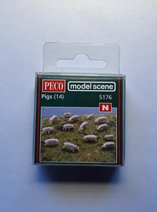 Peco model scene #5176 N Gauge 1/148 Scale - Pigs (14 pack) - New in Packet - Picture 1 of 2