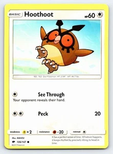 Hoothoot 106/147 Common Burning Shadows Pokemon Card - NM Near Mint - Bild 1 von 5