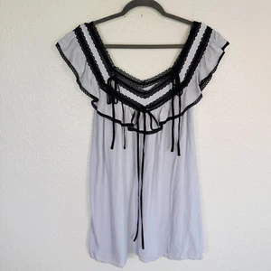 Gerücht Kleid Damen XS Spitze Schleife Mini Romantisch Bauern Boho Zierlich Babyblau - Bild 1 von 10