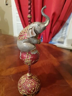 Candelabro elefante pintado a mano 16,5" de alto arte popular  Foto 1 de 4