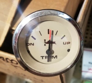 Teleflex TAN FACE Boat Trim Gauge 61903 Sahara Silver Evinrude Suzuki 2" CUTOUT - Picture 1 of 5