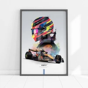 2025 Oscar Piastri Poster McLaren Car Print Oscar Piastri Wall Art Gift - Picture 1 of 8