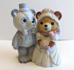 Vintage Wedding Bride & Groom Party Bears 1983 Figurine Wallace Berrie Topper - Picture 1 of 5