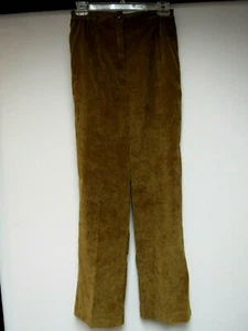 VTG MANOR HOUSE Pants Fitted Front Elastic Back Faux Suede Bronze Brown S EUC - Picture 1 of 6