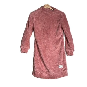 Womens Sweater Dress Sz Small Pink Fluffy Faux Fur Fleece Oversized Long Sleeve - Picture 1 of 3