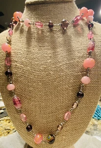 Glass Vintage Necklace With Murano Accents - Picture 1 of 9