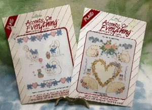 Set 2 karierte Akzente Aufreibfarbenblatt ~ My Heart's Fancy, verspielte Kätzchen ~ Vintage Neu aus altem Lagerbestand - Bild 1 von 9