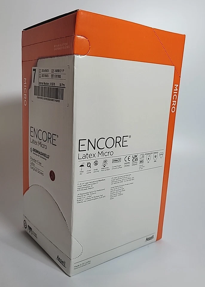 Ansell 5787003 Encore Microptic Latex Surgical Gloves Size 7