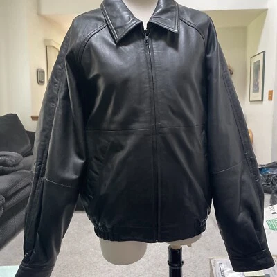 Chaqueta de cuero William Barry Watershed negra con cremallera completa manga a presión nueva Foto 1 de 4