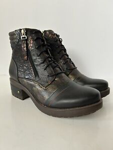 Spring Step L'Artiste Sunsetride Ankle Boots Womens 9 Black Leather Multicolored