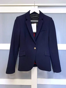 A805 ZARA KATE NAVY BLAZER STRUCTURED WAFFLE COAT GOLD BUTTONS JACKET - XL - Picture 1 of 5