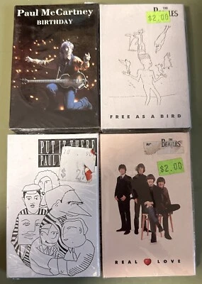 Paul McCartney The Beatles Lot Of 4 New cassette Singles free as a bird birthday - Image 1 of 4