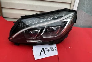 Damaged ! 2015-2018 Mercedes-Benz W205 Left C-Class Dual LED Headlight OEM 786 - Picture 1 of 12