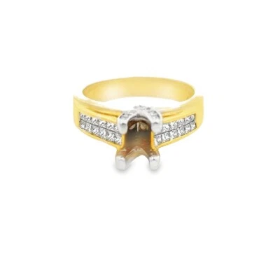 ANILLO DE COMPROMISO SEMI-MONTAJE DIAMANTES ORO AMARILLO Y BLANCO 14KT 0.75TDW TALLA 6.5 Foto 1 de 4