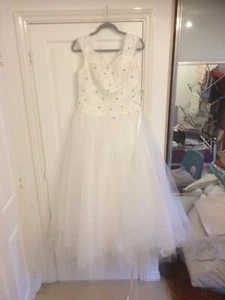 wedding dress size 12-14 used Beautiful Off The Shoulder Corset Tie Back Stunnin - Picture 1 of 4