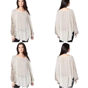 Free People Tunika-Bluse bestickt creme braun Dreams X-Small OB1019833 - Bild 1 von 6
