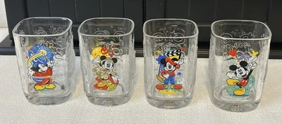 Набор из 4 квадратных прозрачных очков Walt Disney World 2000 McDonald's Mickey Mouse Y2K - Изображение 1 из 4
