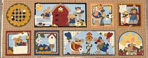 Vintage 1995 Fabric Traditions Just Be Cuz Bunny Cotton Fabric Panel 17" x 44" - Picture 1 of 2