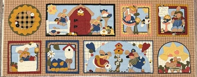 Vintage 1995 Fabric Traditions Just Be Cuz Bunny Cotton Fabric Panel 17" x 44" - Image 1 of 2