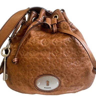 Fossil Embossed Leather Drawstring Bag New with Tags - Image 1 of 4