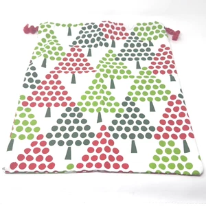 Bolsa de regalo de Navidad con cordón rojo verde árboles 14inx17in - Imagen 1 de 5