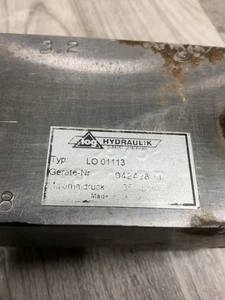 Log Hydraulik LO 01113 Block /w Norgren 0870500 Valve #4009B99PR3SI - Picture 1 of 4