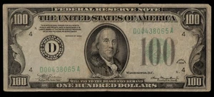 FR 2152aD $100 1934 Federal Reserve Note US - New Low SN - CA1714 - Picture 1 of 2