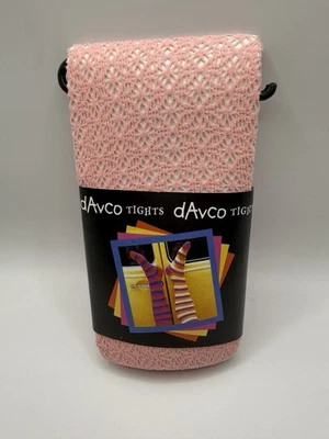 Vintage dAvco Pink Lace Crochet Tights Women’s One Size Floral Pattern NWT - Image 1 of 3
