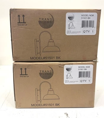 ЛОТ ИЗ 2 Transglobe 51501BK 14,75 дюйма Бра настенное наружное 1-светлое черное - Изображение 1 из 2