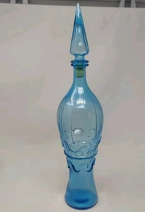 Empoli Genie Flasche 20" + Stopfen hellblau gerippt mit Gürtel Design neuwertig #350S - Bild 1 von 13