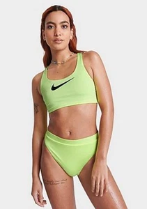 Nike Swim 2 Piece Tape Bra & High Waist Bottom Yellow Volt Size Medium NEW - Picture 1 of 12