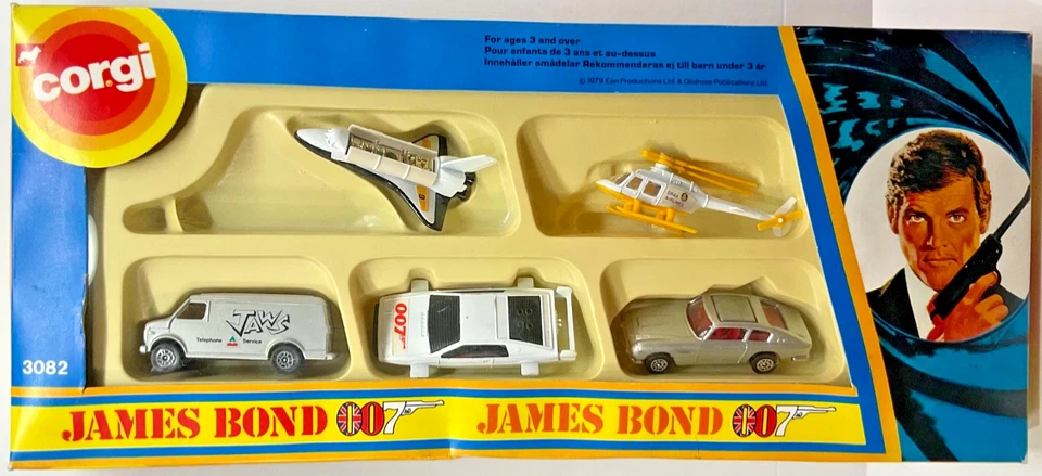 1979 CORGI JAMES BOND 007 VEHICLE SET OF 5 IN BOX ASTON MARTIN SHUTTLE LOTUS VAN - Image 1 of 4