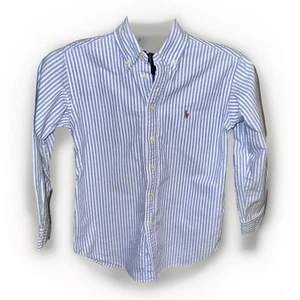 Ralph Lauren Kids Blue & White Striped Button Down Oxford Shirt Sz S 8-10 - Picture 1 of 10