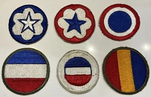 LOTTO ORIGINALE DI TOPPE WWII U.S. ARMY GROUND UNIT SERVICE ADDESTRAMENTO BORDI TAGLIATI - Foto 1 di 3