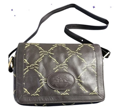 Bolso de hombro de cuero marrón/hecho en Francia vintage con logotipo Longchamp para mujer Foto 1 de 4