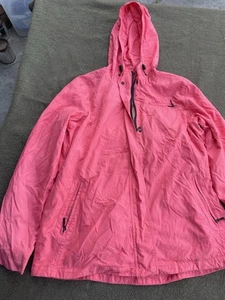 Eddie Bauer Damen große rosa Windjacke mit Kapuze und durchgehendem Reißverschluss und Reißverschlusstaschen - Bild 1 von 7