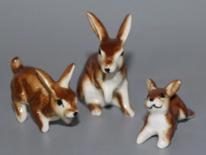 Vintage Miniature Bone China Bunny Rabbit Family Animal Figurines Set of 3 - Picture 1 of 6