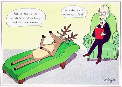 RUDOLPH IN THERAPY "Forget all your troubles!" FUNNY CHRISTMAS CARD - Image 1 of 2