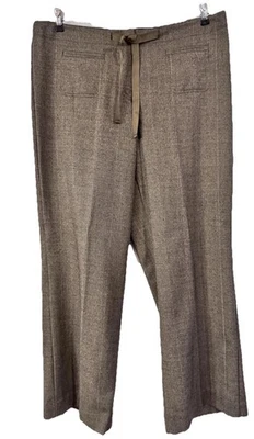 Брюки J. Jill эластичные в елочку лента на шнурке коричневые шерстяная смесь 16 - Изображение 1 из 4