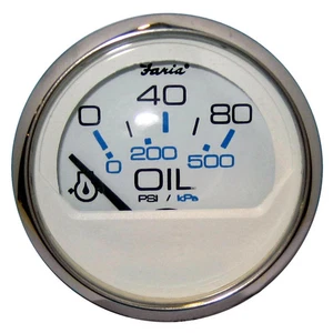 Faria Beede 13547526 Faria Chesapeake White Ss 2" Oil Pressure Gauge - 80 Psi - Bild 1 von 1