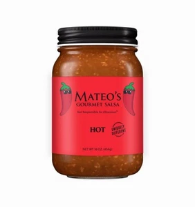 Mateo's Gourmet Natürliche Salsa, Heiße Hitze 16 Unzen Glas - Bild 1 von 1