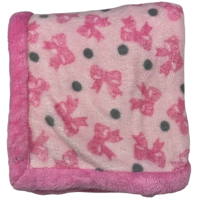 Manta Absorba Rosa Lazo Gris Punto Bebé Niña Lovey 28x30 Vellón Suave Seguridad Usada en Excelente Condición Foto 1 de 3