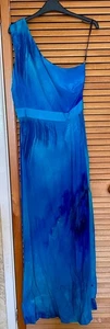 Spotlight by Warehouse silk blue printed maxi dress 100% silk UK12 worn twice - Picture 1 of 5