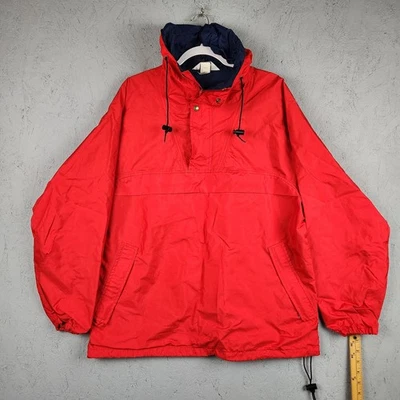 Vintage Woolrich Jacket Mens Large Red Anorak Nylon Hooded USA 80s Kangaroo Zip - Image 1 of 4