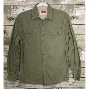 Wrangler Herren grün Langarm Knopfleiste Kragen Arbeitshemd Größe S - Bild 1 von 4