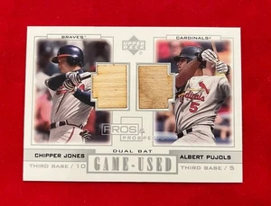 Bate UD Pros & Prospects 2001 Albert Pujols Chipper Jones doble usado en juegos #PP-JP - Imagen 1 de 2